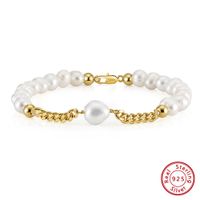 Simple Style Solid Color Freshwater Pearl Sterling Silver 14K Gold Plated Bracelets In Bulk main image 3