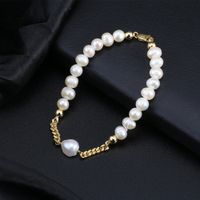 Simple Style Solid Color Freshwater Pearl Sterling Silver 14K Gold Plated Bracelets In Bulk main image 5