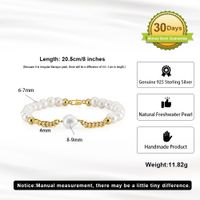 Simple Style Solid Color Freshwater Pearl Sterling Silver 14K Gold Plated Bracelets In Bulk main image 2