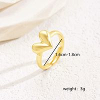 Wholesale Vintage Style Pastoral Simple Style Heart Shape Solid Color Copper 18K Gold Plated Open Rings sku image 1