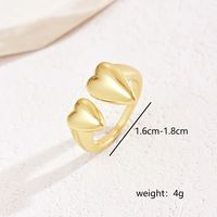 Wholesale Vintage Style Pastoral Simple Style Heart Shape Solid Color Copper 18K Gold Plated Open Rings sku image 2