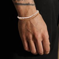 Argent Sterling Plaqué Or 14K Style Simple Couleur Unie Perle Bracelets main image 1