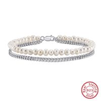 Sterling Silver 14K Gold Plated Simple Style Solid Color Pearl Bracelets sku image 2