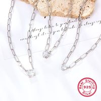 Sterling Silber Weißgold Plattiert Einfacher Stil Pentagramm Quadrat Herzform Überzug Inlay Zirkon Halskette Mit Anhänger main image 5