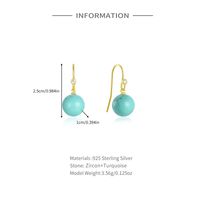 1 Pair Simple Style Geometric Plating Inlay Sterling Silver Turquoise Zircon Drop Earrings main image 2
