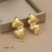 1 Pair Simple Style Heart Shape Polishing Plating Stainless Steel 18K Gold Plated Ear Studs main image 2