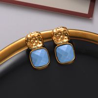 1 Pair IG Style Vintage Style French Style Square Copper 18K Gold Plated Drop Earrings main image 1