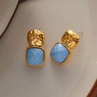 1 Pair IG Style Vintage Style French Style Square Copper 18K Gold Plated Drop Earrings main image 5