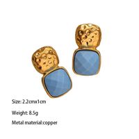 1 Pair IG Style Vintage Style French Style Square Copper 18K Gold Plated Drop Earrings main image 2