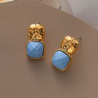 1 Pair IG Style Vintage Style French Style Square Copper 18K Gold Plated Drop Earrings main image 4