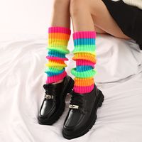Women's Fashion Stripe Solid Color Acrylic Jacquard Over The Knee Socks sku image 2