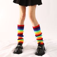 Women's Fashion Stripe Solid Color Acrylic Jacquard Over The Knee Socks sku image 3