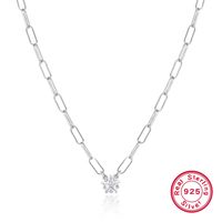 Sterling Silver White Gold Plated Simple Style Pentagram Square Heart Shape Plating Inlay Zircon Pendant Necklace sku image 3
