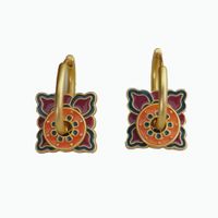 1 Pair Chinoiserie Geometric Enamel Copper Drop Earrings main image 6