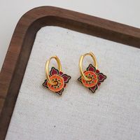 1 Pair Chinoiserie Geometric Enamel Copper Drop Earrings main image 7