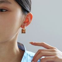 1 Pair Chinoiserie Geometric Enamel Copper Drop Earrings main image 4