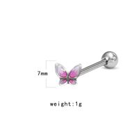 1 Piece Tongue Rings Funny Punk Animal Heart Shape Butterfly Stainless Steel Copper Painted Epoxy Inlay Acrylic Rhinestones White Gold Plated Tongue Rings sku image 6