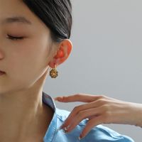 1 Pair Classical Flower Enamel Copper Drop Earrings main image 6