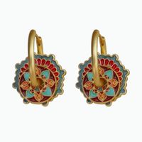 1 Pair Classical Flower Enamel Copper Drop Earrings main image 4