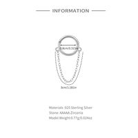 1 Piece Simple Style Solid Color Plating Chain Inlay Sterling Silver Zircon Earrings main image 3