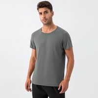 Lattice Solid Color T-shirt Men's Clothing main image 4