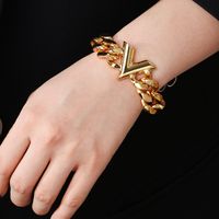 Style Simple Forme En V Faux Cuir Alliage Placage Unisexe Bracelet main image 1