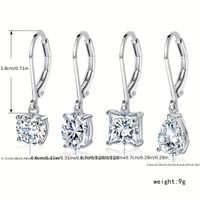4 Pairs Elegant Solid Color Plating Inlay Copper Zircon White Gold Plated Earrings main image 5
