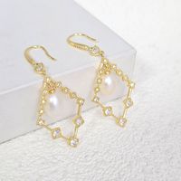 1 Pair Elegant Solid Color Plating Inlay Copper Zircon 14K Gold Plated Drop Earrings main image 1