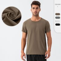 Lattice Solid Color T-shirt Men's Clothing main image 7