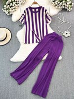 Daily Street Women's Casual Stripe Polyester Pants Sets Pants Sets main image 4