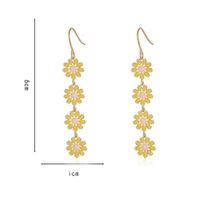 1 Pair Pastoral Daisy Copper Gold Plated Dangling Earrings main image 2