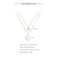 Sterling Silver Simple Style Star Moon Plating Inlay Zircon Double Layer Necklaces main image 2