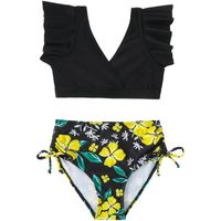 Girl's Polka Dots Solid Color Split Swimsuit Kids Swimwear main image 5