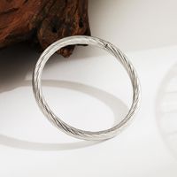 Stainless Steel 14K Gold Plated Modern Style Simple Style Commute Solid Color Indentation Bangle sku image 3