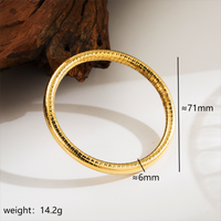 Stainless Steel 14K Gold Plated Modern Style Simple Style Commute Solid Color Indentation Bangle sku image 5