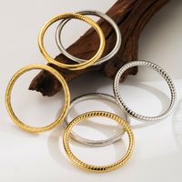 Stainless Steel 14K Gold Plated Modern Style Simple Style Commute Solid Color Indentation Bangle main image 1