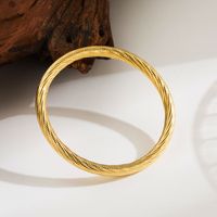 Stainless Steel 14K Gold Plated Modern Style Simple Style Commute Solid Color Indentation Bangle main image 3