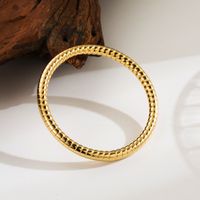 Stainless Steel 14K Gold Plated Modern Style Simple Style Commute Solid Color Indentation Bangle main image 7
