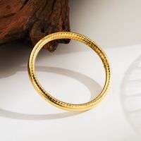 Stainless Steel 14K Gold Plated Modern Style Simple Style Commute Solid Color Indentation Bangle main image 8