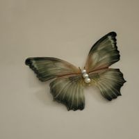 Women's Elegant Butterfly Gauze Inlay Artificial Pearls Hair Clip sku image 1