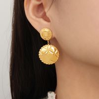1 Pair Casual Simple Style Round Star Plating Carving Titanium Steel 18K Gold Plated Drop Earrings main image 7