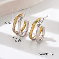 1 Pair Sweet Simple Style Classic Style Geometric 201 Stainless Steel 18K Gold Plated Ear Studs main image 3