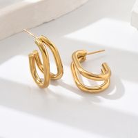 1 Pair Sweet Simple Style Classic Style Geometric 201 Stainless Steel 18K Gold Plated Ear Studs main image 4