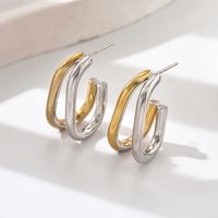 1 Pair Sweet Simple Style Classic Style Geometric 201 Stainless Steel 18K Gold Plated Ear Studs main image 5