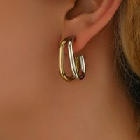 1 Pair Sweet Simple Style Classic Style Geometric 201 Stainless Steel 18K Gold Plated Ear Studs main image 6
