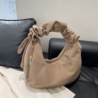 Femmes Velours Côtelé Couleur Unie Style Vintage Forme D'Oreiller Fermeture Éclair Sac Sous Les Bras main image 5