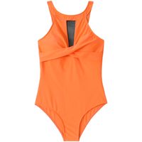 Girl's Ditsy Floral Color Block Solid Color One-pieces Kids Swimwear main image 1