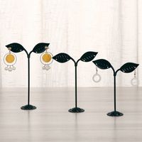 New Simple Wrought Iron Leaf Three-piece Earrings Jewelry Display Stand Jewelry Storage Rack Counter Display Wholesale main image 5