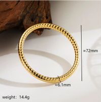 Stainless Steel 14K Gold Plated Modern Style Simple Style Commute Solid Color Indentation Bangle main image 2