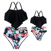 Madre E Hija Playa Estilo Moderno Impresión Color Sólido Juego De 2 Piezas Bikinis Traje De Baño main image 3